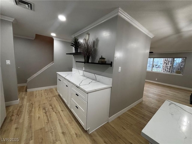 150 Greenbriar Townhouse Way, Las Vegas, NV 89121 - hall with light wood-type flooring, ornamental molding, baseboards, and recessed lighting