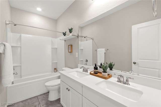 11847 Corenzio Ave, Las Vegas, NV 89138 - full bath with tile patterned flooring, toilet, shower / tub combination, and double vanity