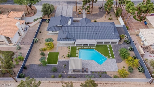 3189 Montecito Dr, Las Vegas, NV 89120 - aerial view of property and surrounding area featuring a pool