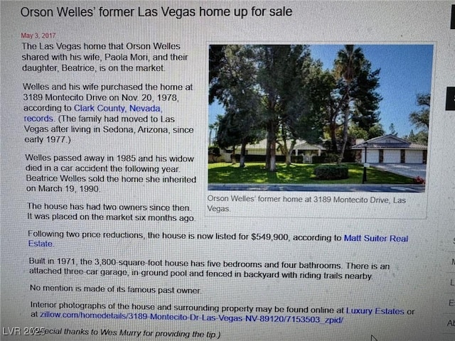 3189 Montecito Dr, Las Vegas, NV 89120 - view of a document