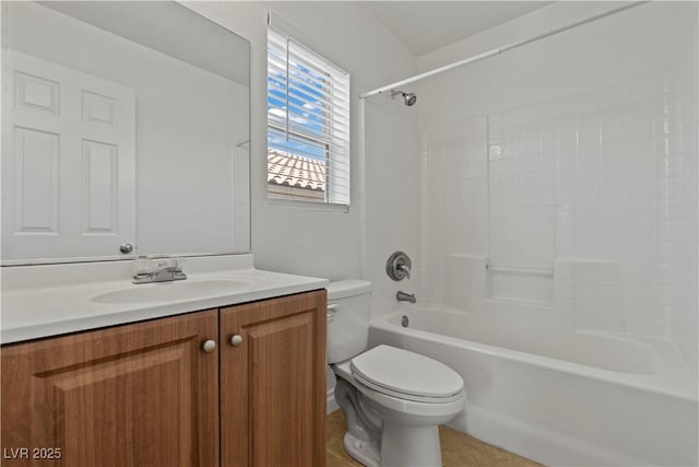 2596 Lazy Saddle Dr, Henderson, NV 89002 - bathroom featuring toilet, vanity, and shower / washtub combination