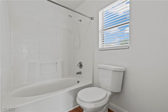2596 Lazy Saddle Dr, Henderson, NV 89002 - full bath with toilet, wood finished floors, baseboards, and shower / tub combination
