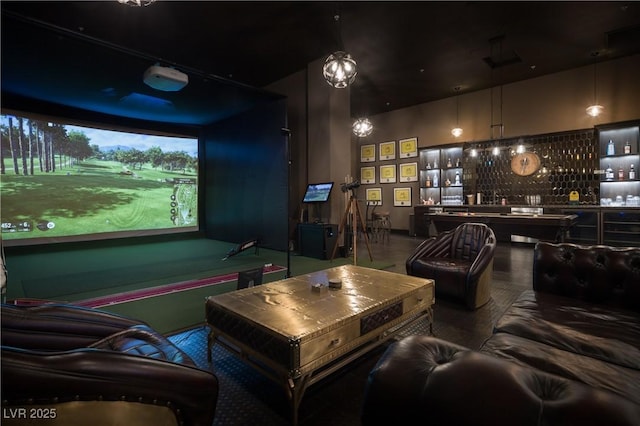 1683 Tangiers Dr, Henderson, NV 89012 - cinema room featuring a bar and wood finished floors