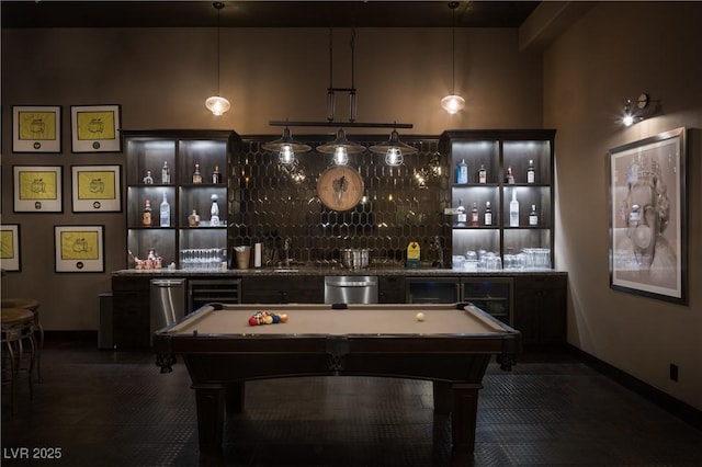 1683 Tangiers Dr, Henderson, NV 89012 - recreation room featuring wet bar, billiards, and beverage cooler