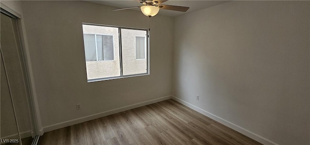 3750 Morning Canyon St, Las Vegas, NV 89147 - spare room featuring a ceiling fan, wood finished floors, and baseboards