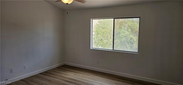 3750 Morning Canyon St, Las Vegas, NV 89147 - empty room with plenty of natural light, ceiling fan, baseboards, and wood finished floors