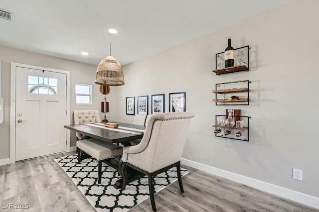 445 Concord Way, Henderson, NV 89015 - dining room with baseboards, wood finished floors, and recessed lighting