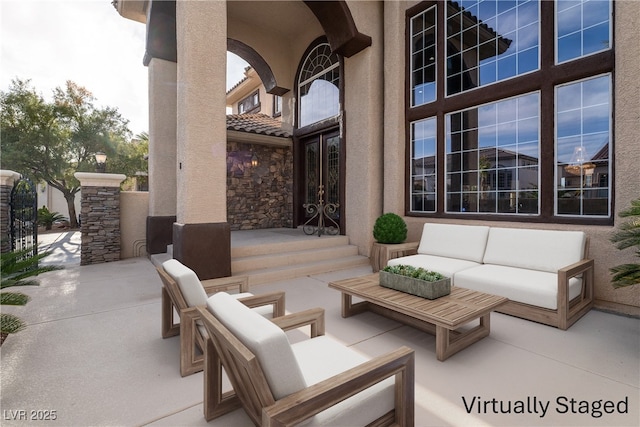 5210 Villa Dante Ave, Las Vegas, NV 89141 - view of patio / terrace with french doors and an outdoor hangout area