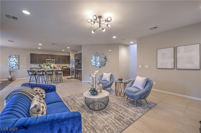 3213 Molinos Dr, Las Vegas, NV 89141 - living area featuring recessed lighting, light tile patterned floors, and baseboards
