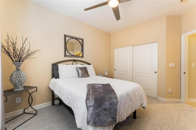 7567 Desertscape Ave, Las Vegas, NV 89178 - carpeted bedroom featuring a closet, baseboards, and ceiling fan