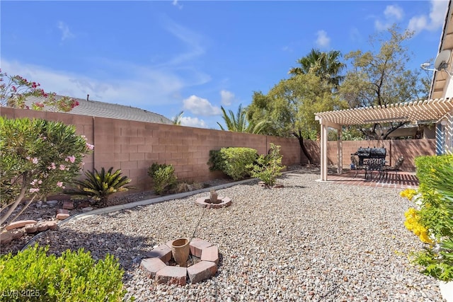 10791 Silver Lace Ln, Las Vegas, NV 89135 - fenced backyard featuring a pergola and a patio
