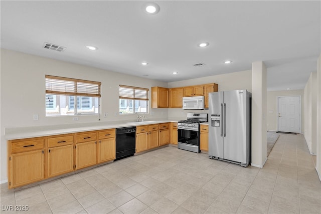 10791 Silver Lace Ln, Las Vegas, NV 89135 - kitchen featuring stainless steel appliances, a sink, recessed lighting, and light countertops