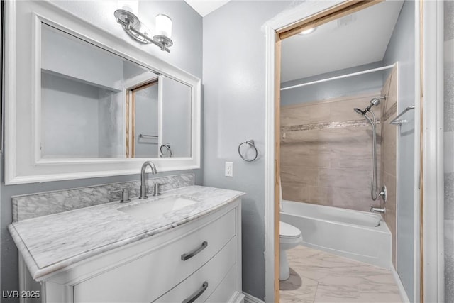 8932 Antioch Way, Las Vegas, NV 89117 - bathroom featuring marble finish flooring, toilet, vanity, and washtub / shower combination