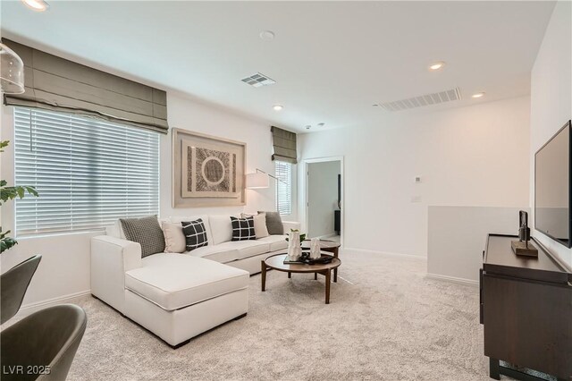 9564 Archer Peak Ct, Las Vegas, NV 89143 - living room with carpet flooring, recessed lighting, and baseboards