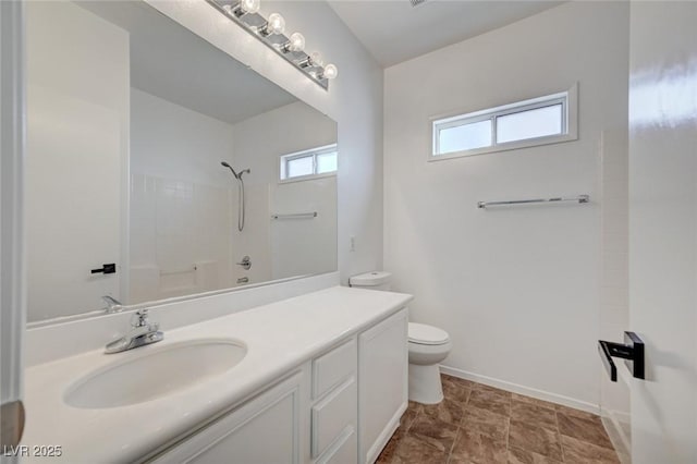 5622 Sage Pines Dr, Las Vegas, NV 89118 - full bathroom with toilet, vanity, baseboards, and  shower combination