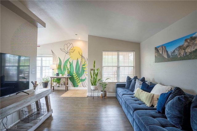 520 Arrowhead Trl Unit 1322, Henderson, NV 89015 - living room with lofted ceiling, wood finished floors, and baseboards
