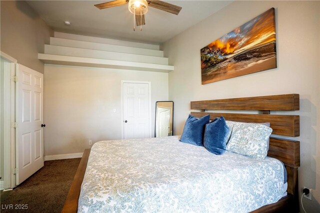 520 Arrowhead Trl Unit 1322, Henderson, NV 89015 - bedroom with dark colored carpet, baseboards, and a ceiling fan