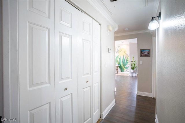 520 Arrowhead Trl Unit 1322, Henderson, NV 89015 - hallway featuring baseboards, crown molding, and dark wood finished floors