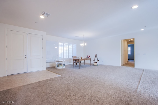 8665 Jerlyn St, Las Vegas, NV 89113 - interior space featuring carpet, a chandelier, and recessed lighting