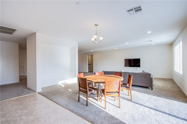 8665 Jerlyn St, Las Vegas, NV 89113 - dining room featuring carpet flooring, a chandelier, and recessed lighting