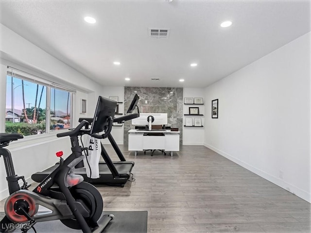 1700 E Oakey Blvd, Las Vegas, NV 89104 - workout room featuring recessed lighting, wood finished floors, and baseboards
