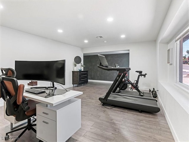 1700 E Oakey Blvd, Las Vegas, NV 89104 - office area featuring light wood finished floors, baseboards, and recessed lighting