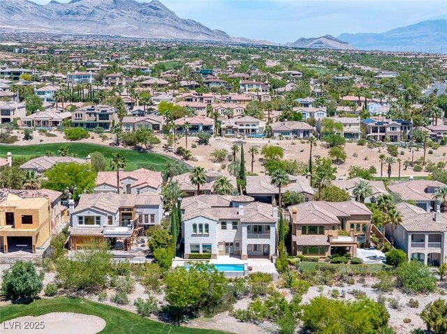 11503 Glowing Sunset Ln, Las Vegas, NV 89135 - aerial view of residential area featuring a mountain backdrop and a golf club