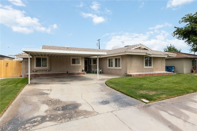 22 Jade Cir, Las Vegas, NV 89106 - ranch-style home with stucco siding, a carport, and a tile roof