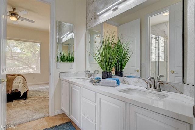 4845 Santo Romeo St, Las Vegas, NV 89135 - bathroom featuring healthy amount of natural light, ceiling fan, tile patterned flooring, and ensuite bath
