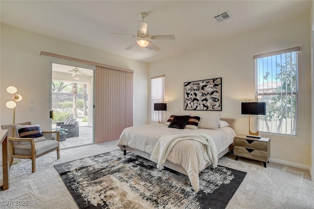 4845 Santo Romeo St, Las Vegas, NV 89135 - bedroom with access to exterior, carpet flooring, multiple windows, and ceiling fan