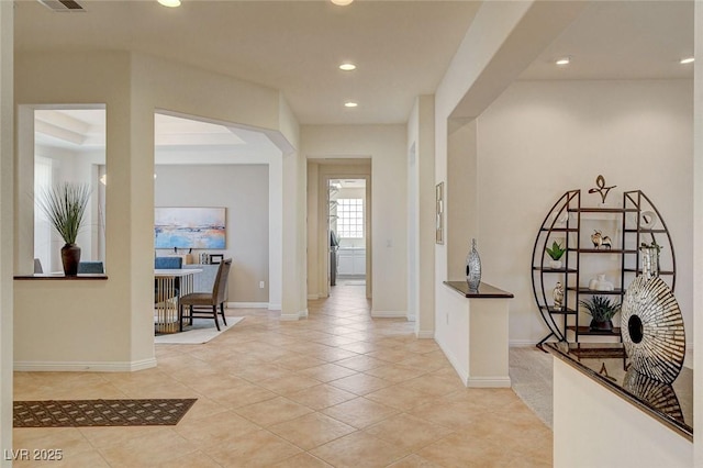 4845 Santo Romeo St, Las Vegas, NV 89135 - hallway featuring light tile patterned flooring, recessed lighting, and baseboards