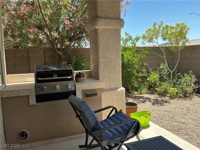9753 Arrowcrest Ave, Las Vegas, NV 89147 - fenced backyard featuring grilling area