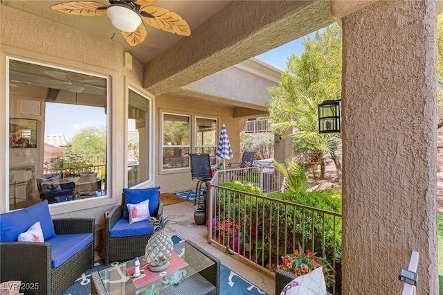 10404 Long Leaf Pl, Las Vegas, NV 89134 - view of patio / terrace featuring a ceiling fan and outdoor lounge area