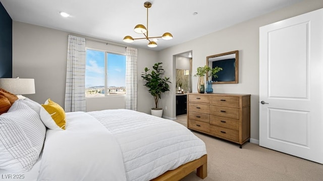 338 Taylor St, Henderson, NV 89015 - bedroom featuring a chandelier, light carpet, and baseboards