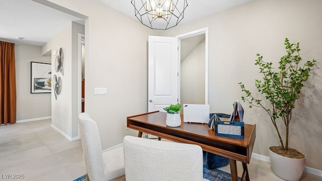 338 Taylor St, Henderson, NV 89015 - office with a chandelier and baseboards
