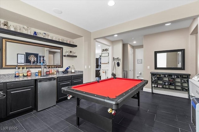 6857 Stone Tower Ct, Las Vegas, NV 89149 - recreation room with bar with sink, recessed lighting, and billiards