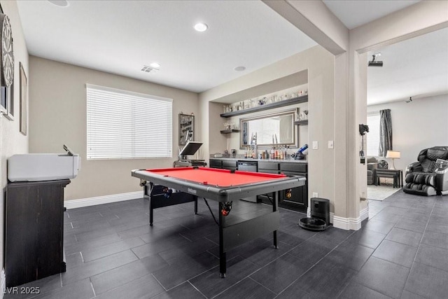 6857 Stone Tower Ct, Las Vegas, NV 89149 - rec room featuring billiards, baseboards, and recessed lighting
