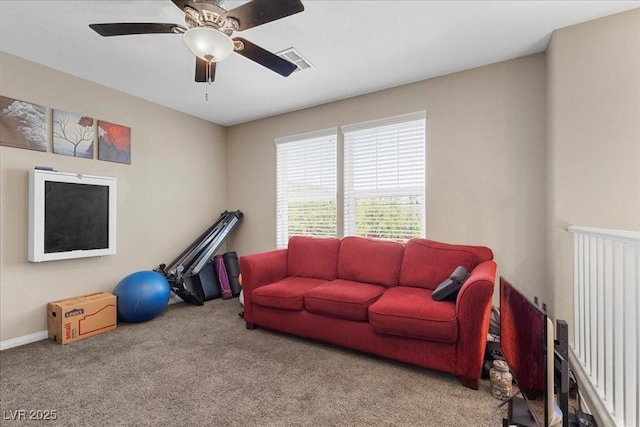 6857 Stone Tower Ct, Las Vegas, NV 89149 - carpeted living room with a ceiling fan