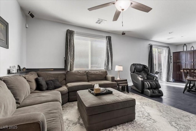 6857 Stone Tower Ct, Las Vegas, NV 89149 - living area with light wood-type flooring and ceiling fan