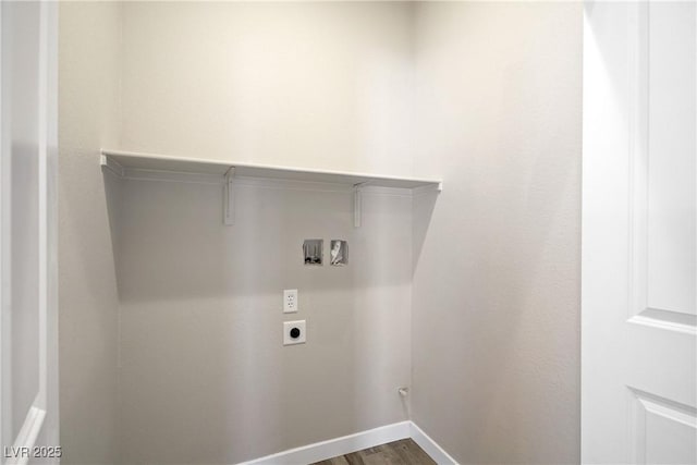 2130 Revere St, North Las Vegas, NV 89030 - laundry area with hookup for an electric dryer and dark wood-style flooring