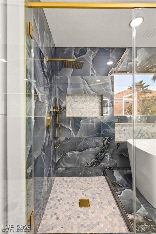 1613 Shadow Rock Dr, Las Vegas, NV 89117 - bathroom view of a marble finish shower