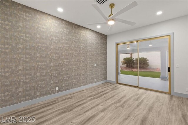 1613 Shadow Rock Dr, Las Vegas, NV 89117 - empty room featuring wood finished floors, baseboards, a ceiling fan, and recessed lighting
