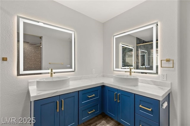 1613 Shadow Rock Dr, Las Vegas, NV 89117 - bathroom with double vanity and wood finished floors