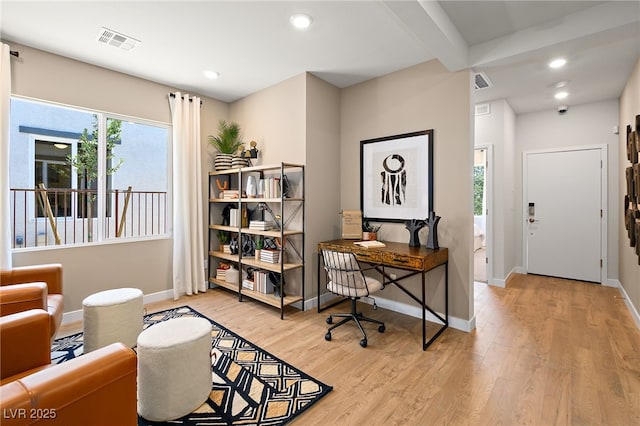 4180 E Brusca Way, Pahrump, NV 89061 - office with wood finished floors, baseboards, recessed lighting, and beam ceiling