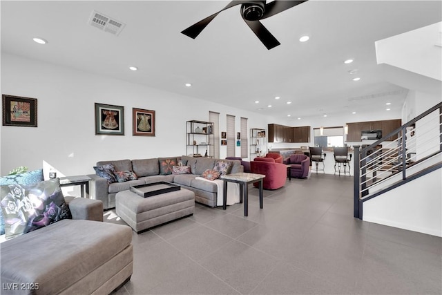 8178 Eaton Hill St, Las Vegas, NV 89113 - living room featuring recessed lighting and ceiling fan