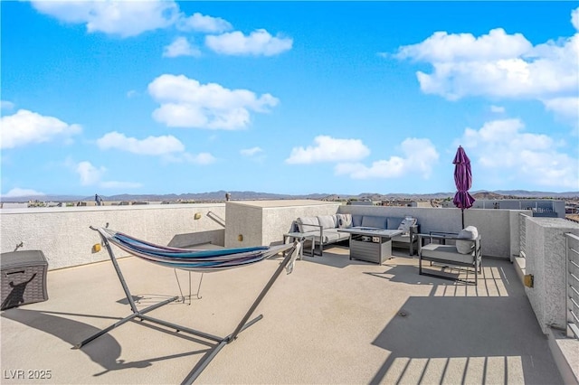 8178 Eaton Hill St, Las Vegas, NV 89113 - view of patio featuring an outdoor living space with a fire pit