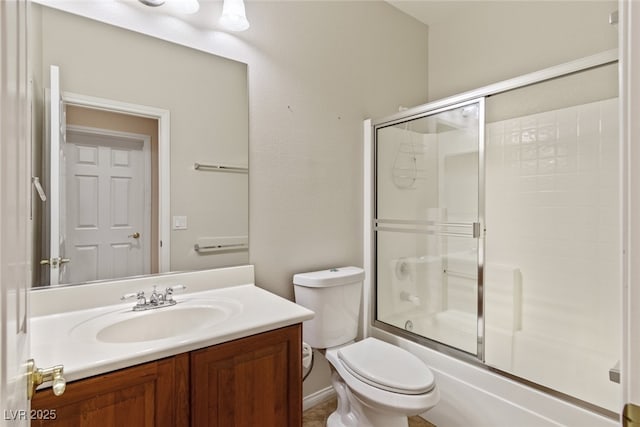 11177 Twilight Times Ct, Las Vegas, NV 89135 - bathroom featuring vanity, toilet, and bath / shower combo with glass door