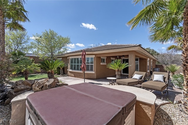 11177 Twilight Times Ct, Las Vegas, NV 89135 - view of patio featuring a hot tub and ceiling fan