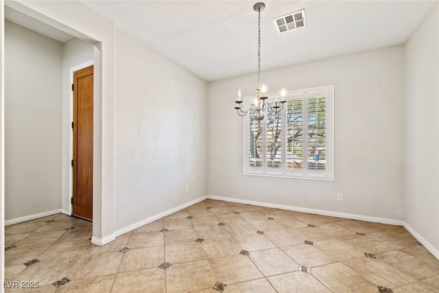 11177 Twilight Times Ct, Las Vegas, NV 89135 - unfurnished dining area featuring a chandelier, baseboards, and tile patterned flooring