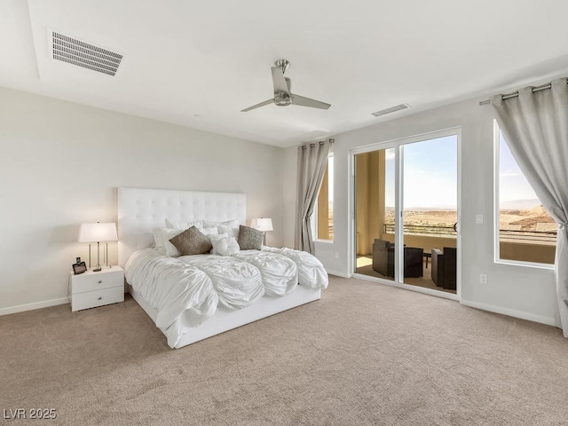 3 Hilltop Crest St, Henderson, NV 89011 - bedroom featuring access to outside, carpet flooring, baseboards, and ceiling fan